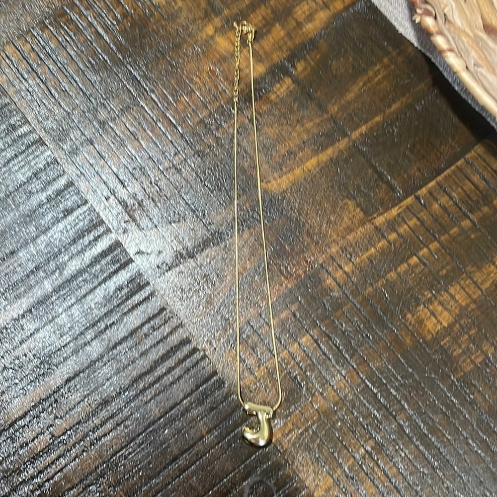 New bubble J initial necklace